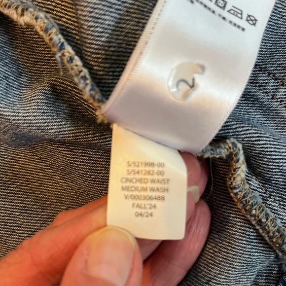 GAP women’s long oversize cinched waist denim jean jacket large NWT - Picture 6 of 11